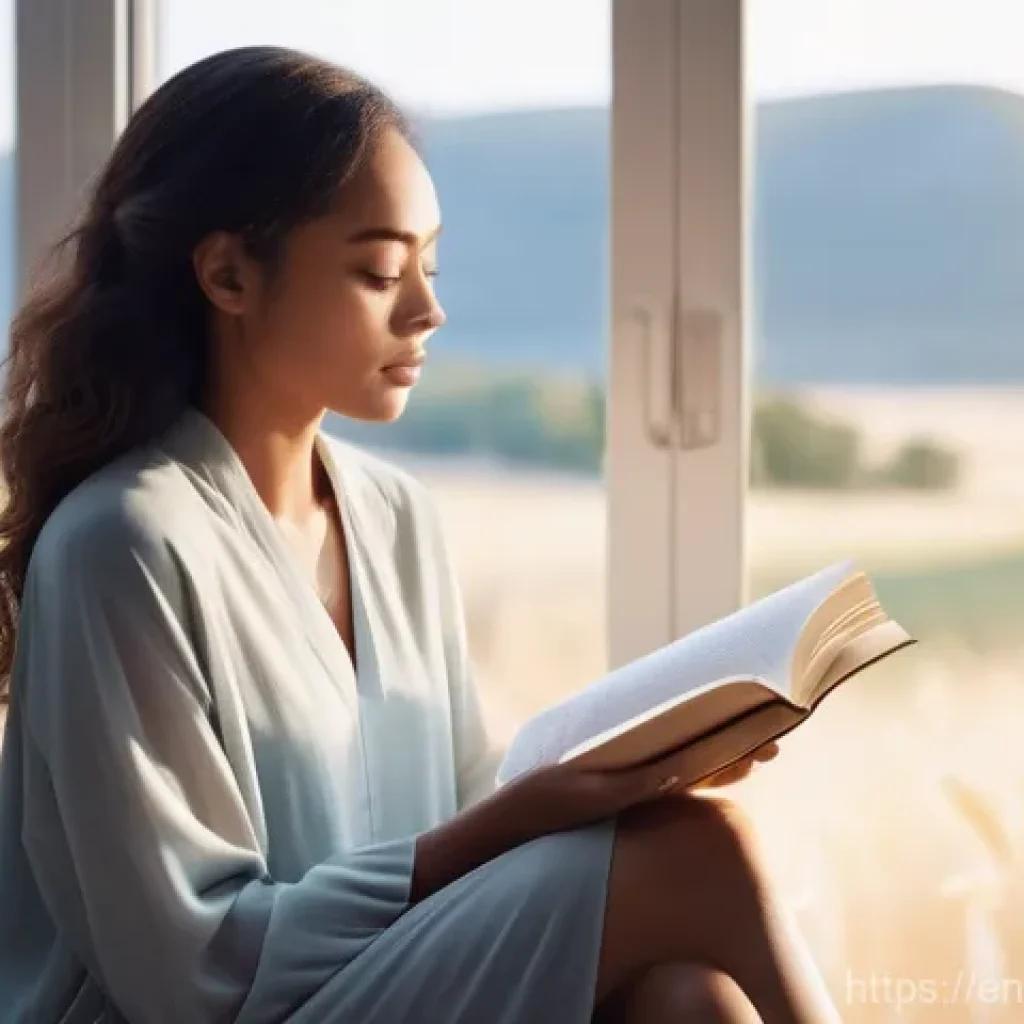 긍정적 정체성을 위한 자기 목표 달성 전략 - **Prompt:** A serene, contemplative young woman, dressed in comfortable, stylish loungewear, sits pe...