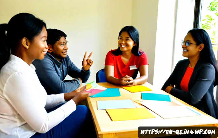 Home 17 긍정적 정체성을 구축하기 위한 워크숍 기획 - Photorealistic workplace workshop on building a positive identity, a diverse group of adults seated ...